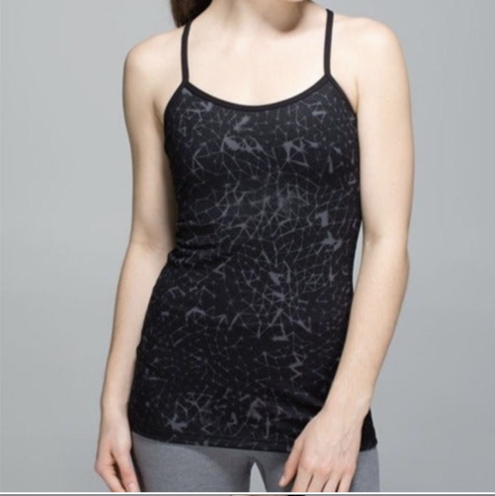 Lululemon Power Y Tank in Star Crushed Coal Black Size 2 Rare Athletic Active